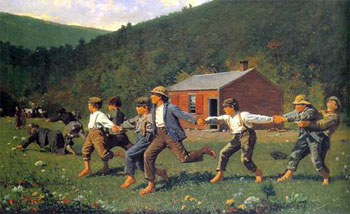 Snap the Whip, oil on canvas, by Winslow Homer, 22 x 36''