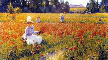 In Flanders Field - Where Soldiers Sleep and Poppies Grow by Robert Vonnoh, oil on canvas, 58 x 104''